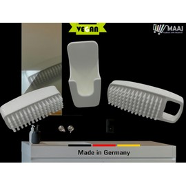 MAAJ Set of 2 Double Sided Nail Brush Holder and Handle Plastic Vegan Made in Germany