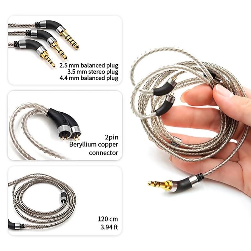 okcsc 0.75/0.78MM 2Pin Earphone Cable Silver Plated 6N OCC High