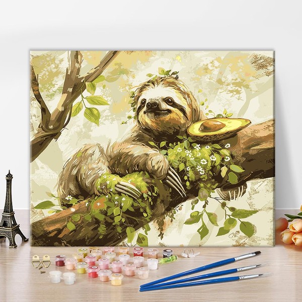 ZOZHI Sloth Paint by Numbers Kits Adults Animals Paint by