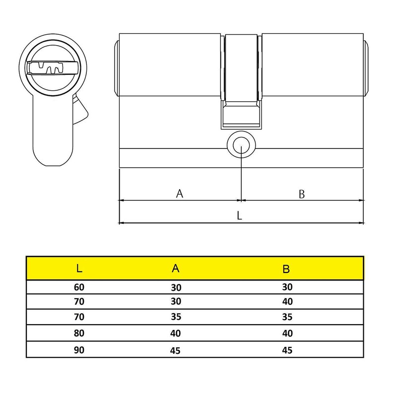 Yale YL65050HN 50 x 50mm Security Cylinder YL6 Long Lever
