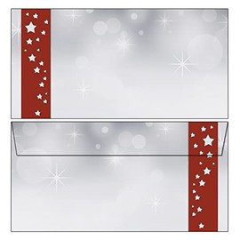 6525 25 Christmas Stars in Red Banner Envelopes DIN Long without Window