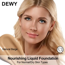 FV Waterproof Liquid Foundation,Hydrating Dewy Finish Long Lasting Lightweight Medium Coverage Face Makeup for Normal & Dry Skin, Cruelty Free,Nourishing Natural Beige 30ml