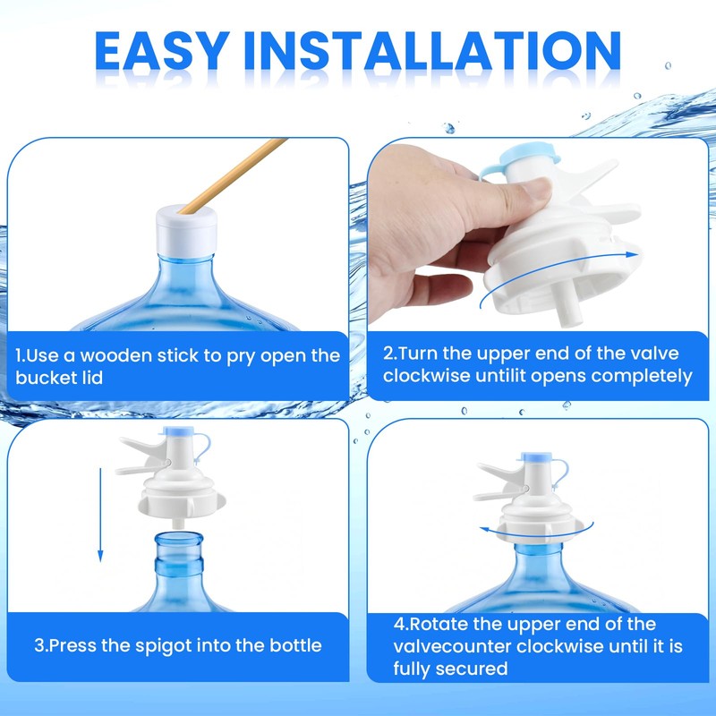 DALQUIS 4 Pack Water Jug Dispenser Valves, Reusable Water Jug