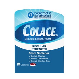 Colace Regular Strength Stool Softener, 100 mg Capsules, 10 Count, Docusate Sodium Stool Softener for Gentle, Dependable Relief