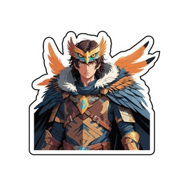 Set of 3 - Anime Warrior Vinyl Die-Cut Sticker, Fantasy Character Design with Owl Mask and Feathered Cloak,SUV, Van, Window, Bumper, Wall, Laptop, Tablet, Cup,Tumbler Or Any Smooth Surface