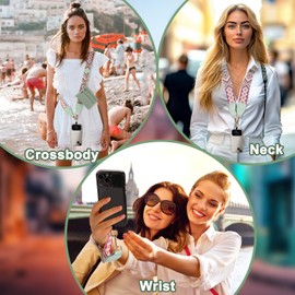 XANGNIER XANGNIER Clip and Go Strap for Phone with Wallet Crossbody, Phone Strap with Zippered Wallet, Adjustable Anti Theft Cellphone Lanyard for Women, Cellphone Chain Accessories Green