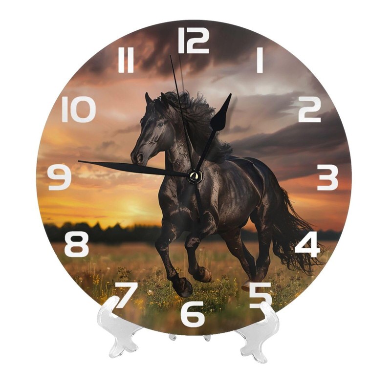 Tangopi Black Horse Wall Clock 10 Inch Silent Non Ticking