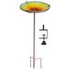 Sunnydaze Glass Bird Bath Bowl - Includes Deck Clamp and