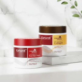 Karseell Mascarilla Kit: Tratamiento Capilar Colágeno Mascarilla 500ml+ Mascarilla Reparadora Roja 500ml