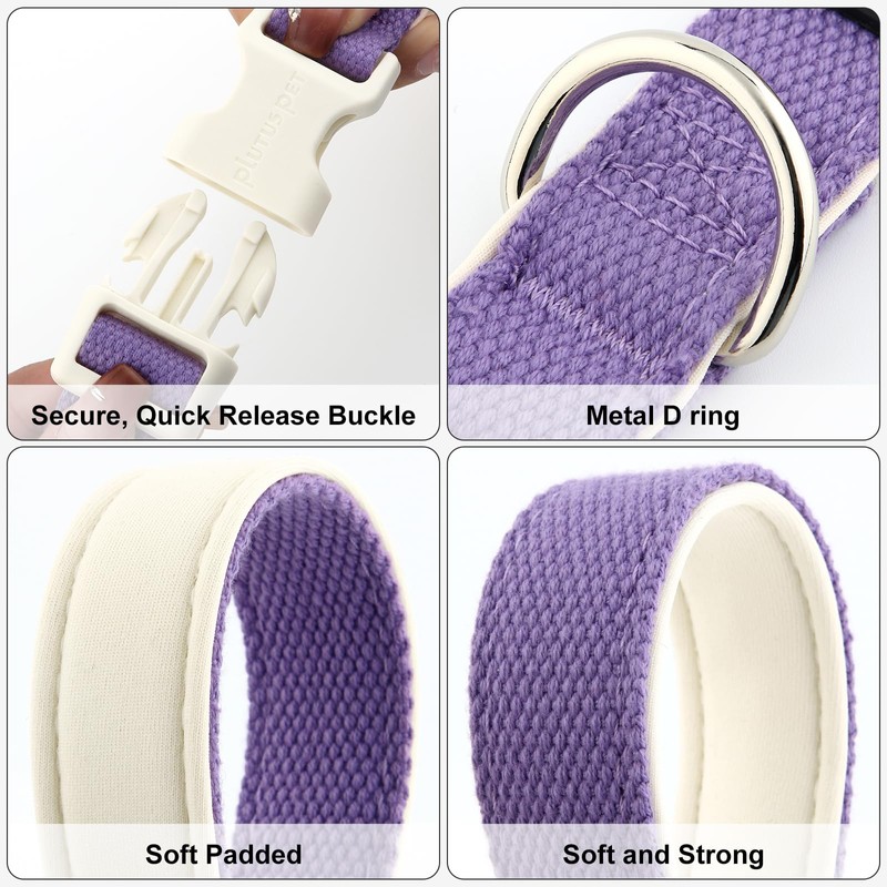 Plutus Pet Cotton Dog Collar, Heavy Duty Collar with Soft