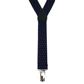 TigerTie Children's Y-shaped braces with 3 extra strong clips, high-quality workmanship, width 25 mm, Dark blue navy silver