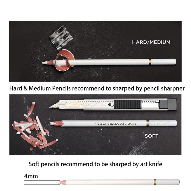 Sketching Highlight Pen, White Charcoal Pencil, White Pencil Set, Non-Toxic