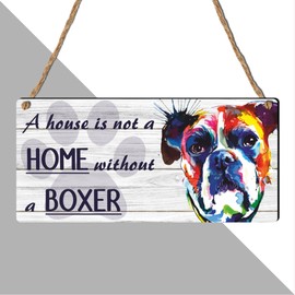 A House is Not a Home Without a Boxer" - MDF Wooden Plaque with Colourful Boxer Dog Design, 19cm x 9cm, Rustic Hanging Sign for Dog Lovers, Indoor Home Décor and Gift for Pet Owners
