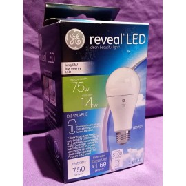 GE Reveal Led Bulb A21 Standard Base New 75 Watts Long Life Low Energy Dimmable