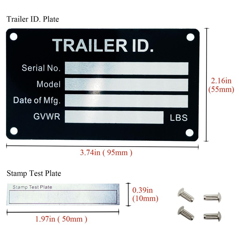 Blank Aluminum ID Plates, Metal Identification Plate, Serial Number Tag,