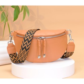 YISUOHOOM Bum Bag Women's Shoulder Bag Small Crossbody Bag Vegan Leather Chest Bag Small Handbag, orange