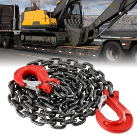 BEAMNOVA 3/8 Inch Tow Chains with Slip Hooks, 6900lbs Working Load, Heavy Duty Trailer Safety Chain, Grade 80 Log Chain, Towing Accessories for Trucks Car Vehicle, Binder Recovery Chain
