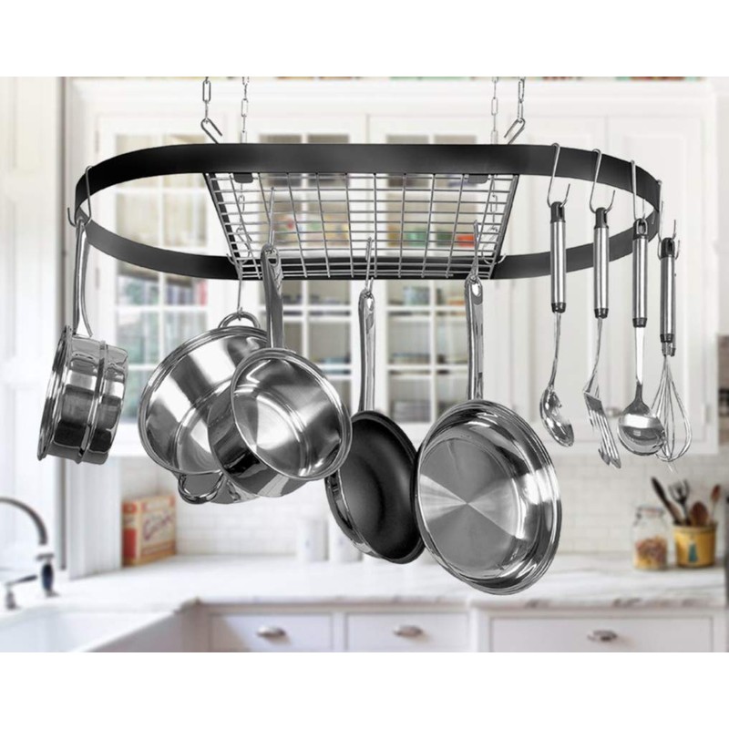 Kinetic Pot Rack, Oval, Black