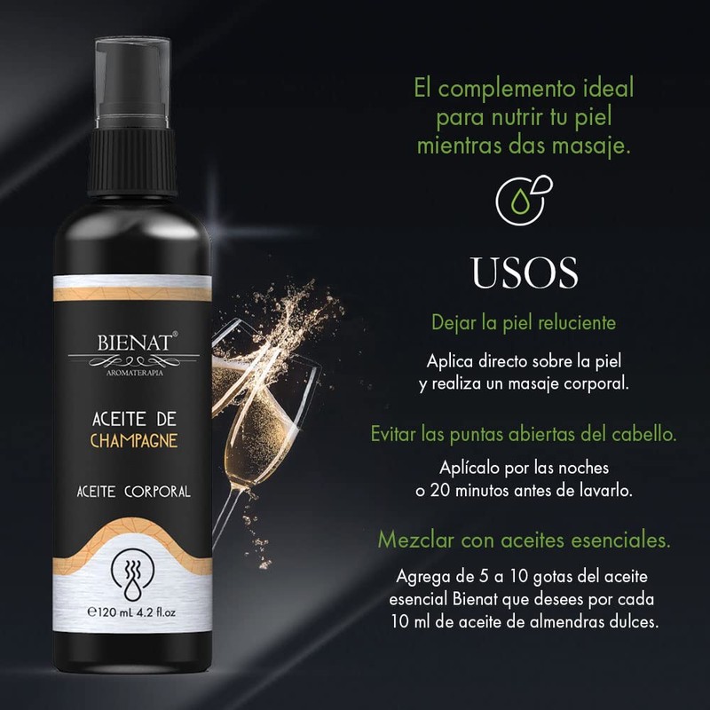 Bienat Aromaterapia Aceite Corporal Para Masajes Champagne 120 mL