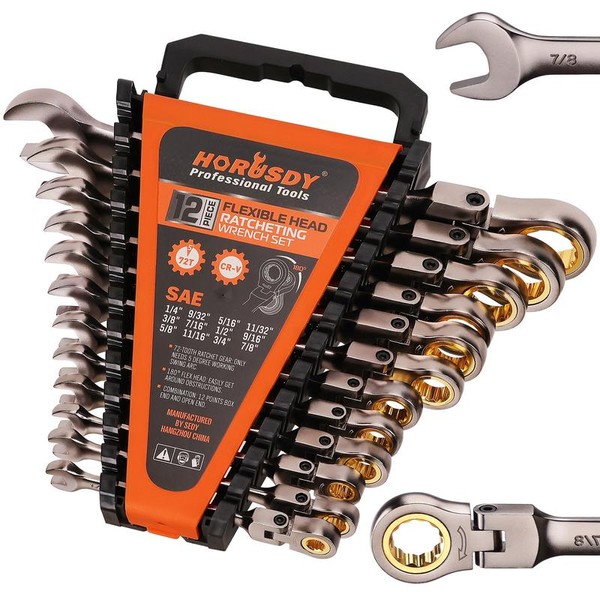 HORUSDY Flex-Head Ratcheting Wrench Set | Metric and SAE |