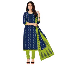 Miraan Traje Salwar estampado de algodón para mujer, Azul, 3X-Large