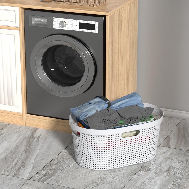 Idotry 40 L Large Plastic Laundry Hamper, Ventilated Clothes Basket