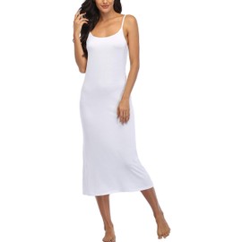 Summienlink Women Sexy Long Sleeveless Cami Nightdress, White/Opulent Garden, XL