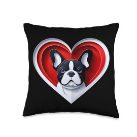 French Bulldog Heart Cute Frenchie Puppy Dog Lover Throw Pillow