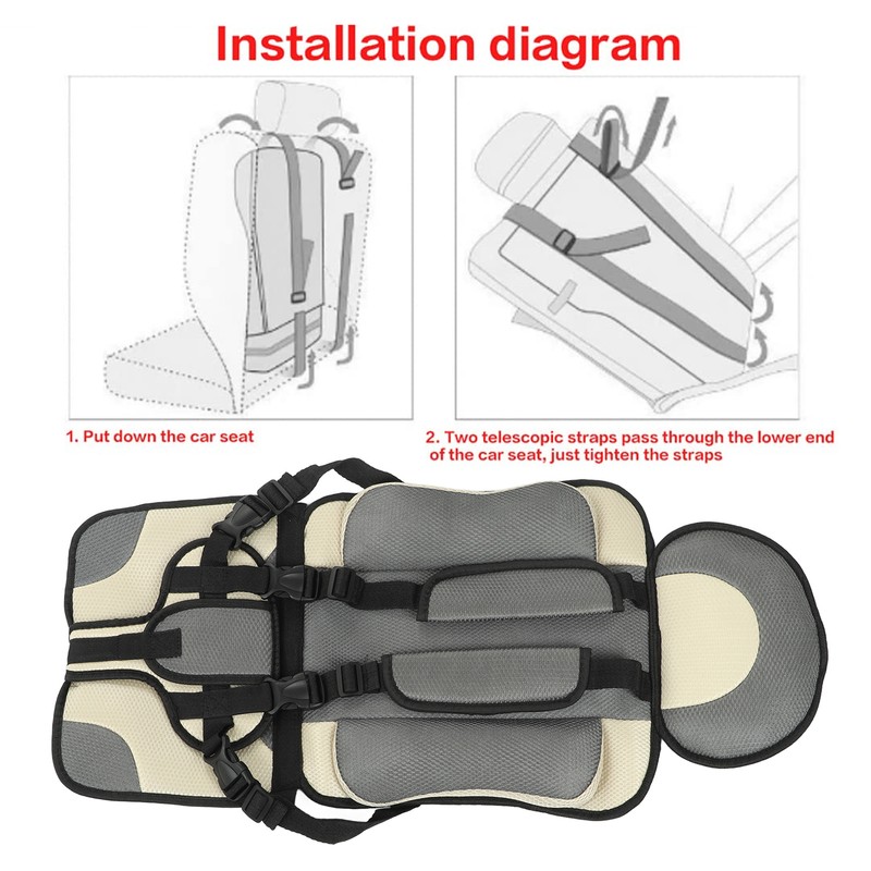 Children Safety Seat Simple Car Portable Seat Foldable Adjustable Strap
