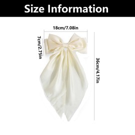 2 PCS Black Hair Bow, Black Bow Hair Clip, White Bow, Bow Clips, Bow for Hair, Big Bow Hair Clips with Long Silky Satin, Barrettes Accessories for Girls Women (Black and White)