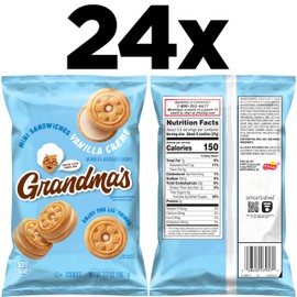 Grandma’s Mini Cookies, Vanilla Sandwich Crème Cookies, 3.71 oz Cookie Bag, (24 Pack) (Packaging May Vary)
