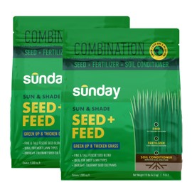 Sunday Sun & Shade 1,500 Sq. Ft. Seed + Feed, Grass Seed + Lawn Fertilizer - 2 Pack, 10 lb