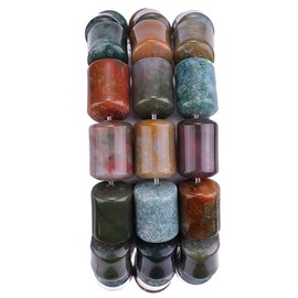 BEADIA Natural Indian Agate Cylinder Stone Loose Semi Gemstone Beads for Jewelry Making 10mmx14mm 38cm