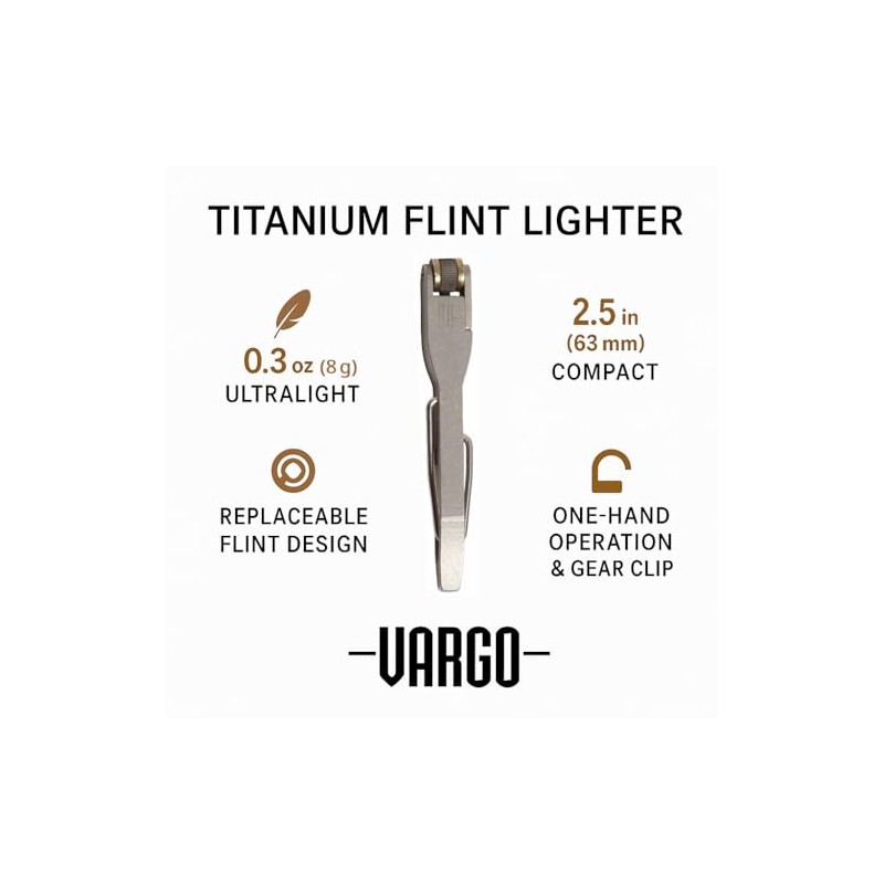 Vargo Titanium Flint Lighter - Compact and Durable Alcohol or