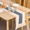 KIOVINO Caminos de Mesa Trenzado a Rayas con borlas, Camino