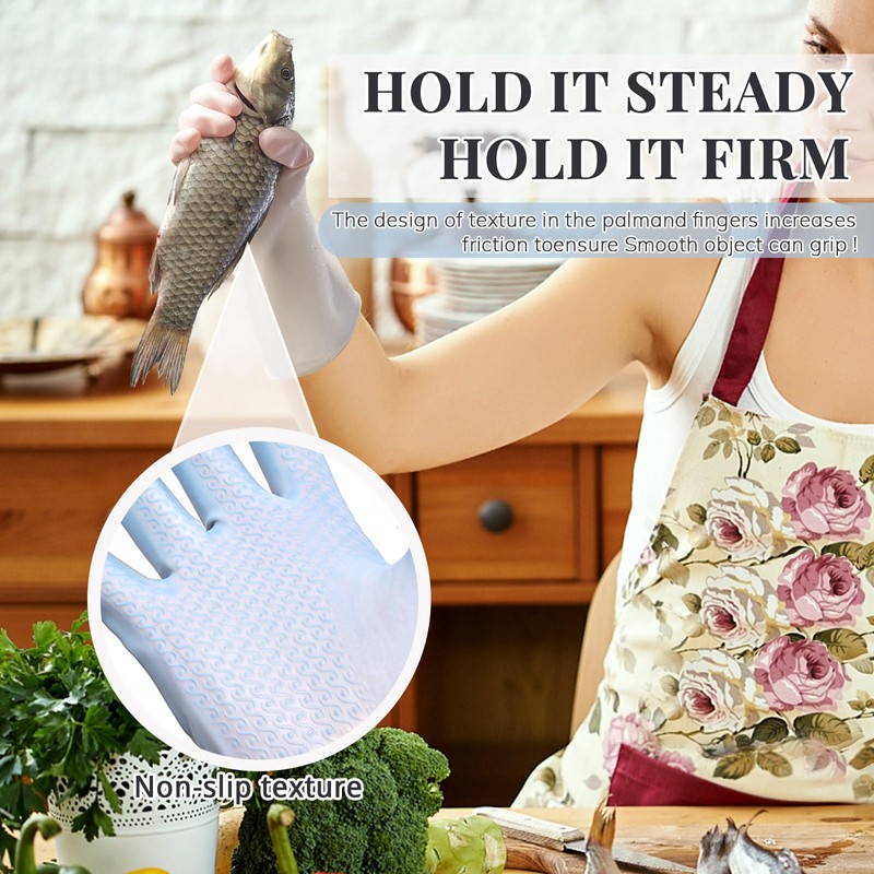 Donmnemb 3 Pairs Rubber Dishwashing Gloves for Household, Laundry Kitchen
