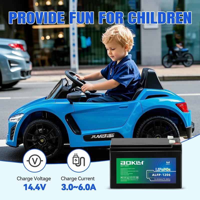 Aokly 6Ah 12V LiFePO4 Battery 2000+ Cycle Life with 6A
