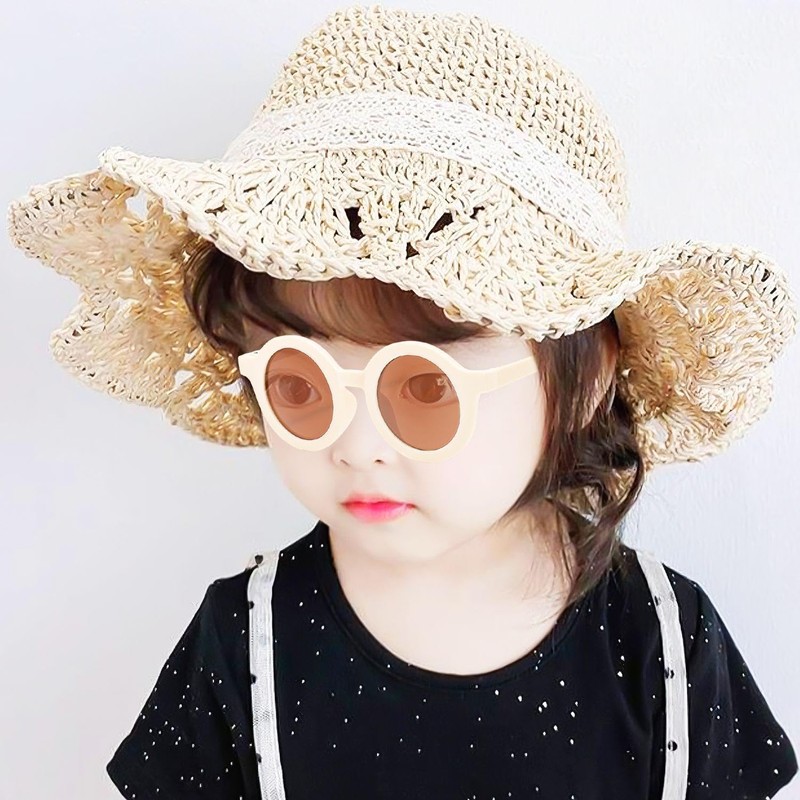 CWPFVQA 1 x Children's Straw Hat, 1 Pair of Sunglasses,