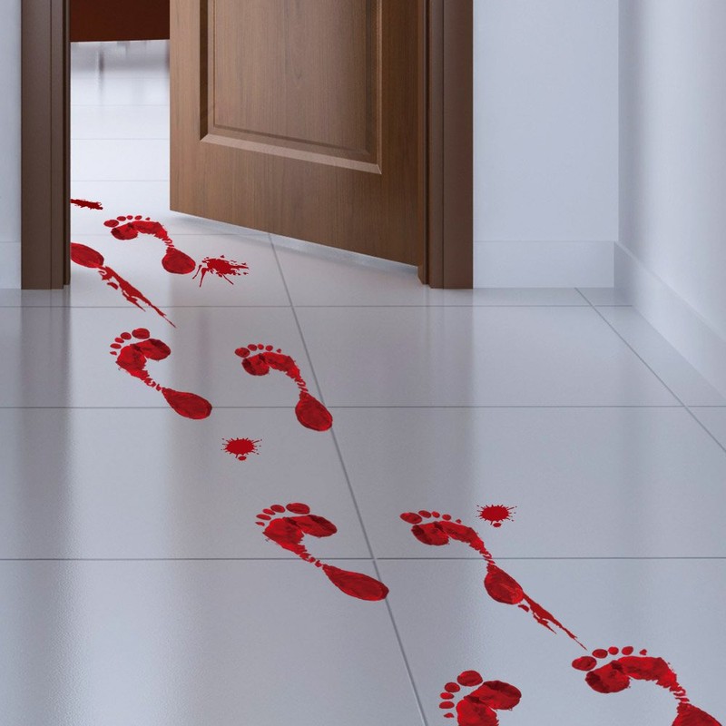 KUUQA 4 Pcs Footprint Clings Horror PVC Stickers for Halloween