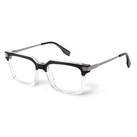 firstsense Reading Glasses for Men Women TR90 Frame Lightweight Blue Light Blocking Computer Readers with Metal Leg (Black & Transparent, +2.0)