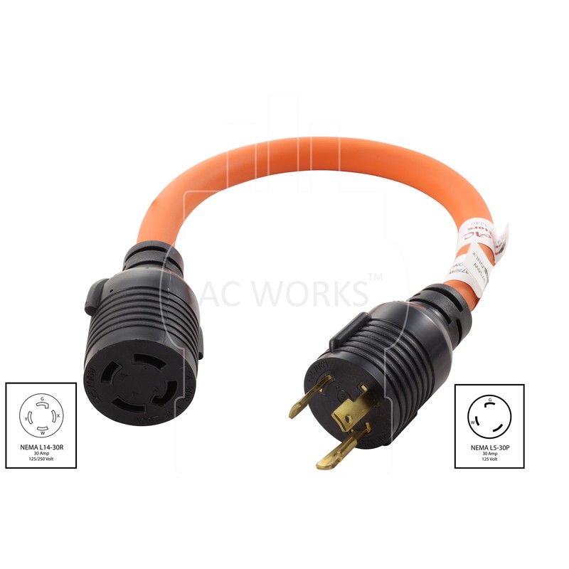 AC WORKS Generator to Transfer Switch L14-30 Inlet Box Adapter