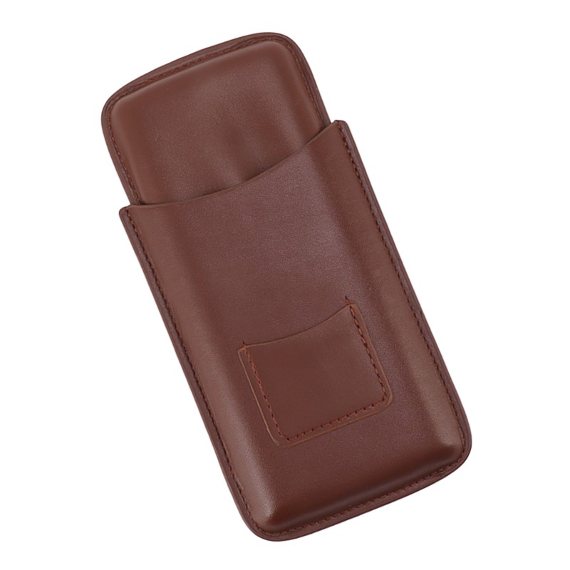 Leather Cigar Case Portable 3 Finger Cigar Humidor Carrying Case