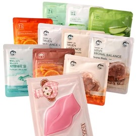 Paquete de 15 mascarillas coreanas faciales gran variedad rejuvenecedoras con múltiples beneficios para tu piel  REGALO 1 mascarilla de labios        