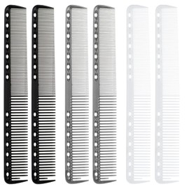 6Pcs Cutting Combs for Hair Stylist Professional Carbon Fine Cutting Comb Heat Resistant Carbon Fiber Salon Hairdressing Comb for Men(Black, Grey, White)
