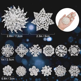 kilofly 14pc Bridal Rhinestone Crystal Flower Bouquet Corsage Wedding Brooch Pin
