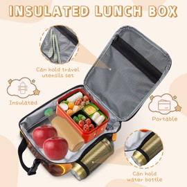 MoYueno Kids Lunch Box, Cheetah Insulated Lunch Box for Toddler Boys Girls with Water Bottle Holder, Reusable Cheetah Lunch Bag for School Work Office Travel Picnic Hiking Beach, Fit Most Bento Boxes