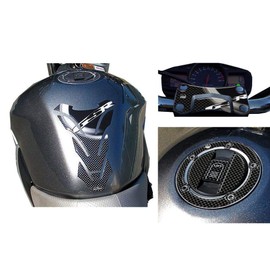 Resin Bike Motorcycle Sticker Compatible with Suzuki GSR 2006-2010. Tank Protection, Fuel Cap and Plate Steering of Case PU Graffi. Sticker Set 3D Resin Carbon Effect