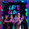 Glow Neon Birthday Backdrop - Let's Glow Banner for Black