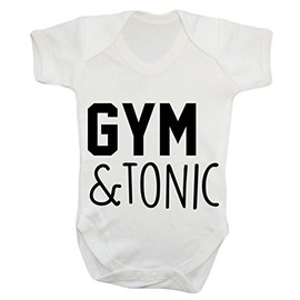 Gym and Tonic Baby Vest Bodysuit Babygrow White