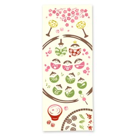 Jikan Style 50309 Tenugui Hand Towels, Stylish Dyed, 100% Cotton, Made in Japan, Traditional Crafts, Kenema, Hina-Festival, Oishi Hina Festival, Cotton, Mail-bin 13.8 x 35.4 inches (35 x 90 mm)